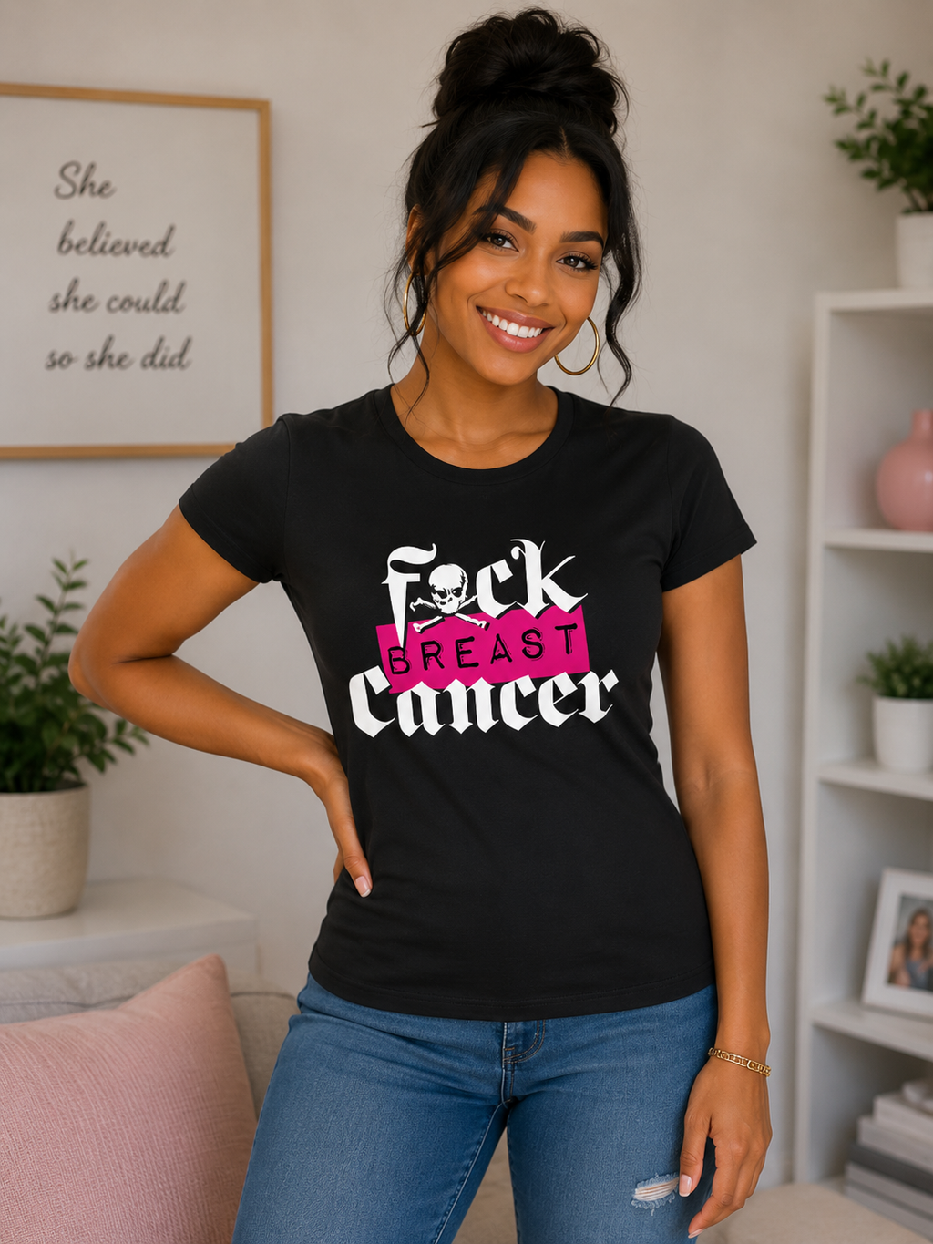 Breast Cancer Awareness: F#@K Breast Cancer Fitted T-Shirt