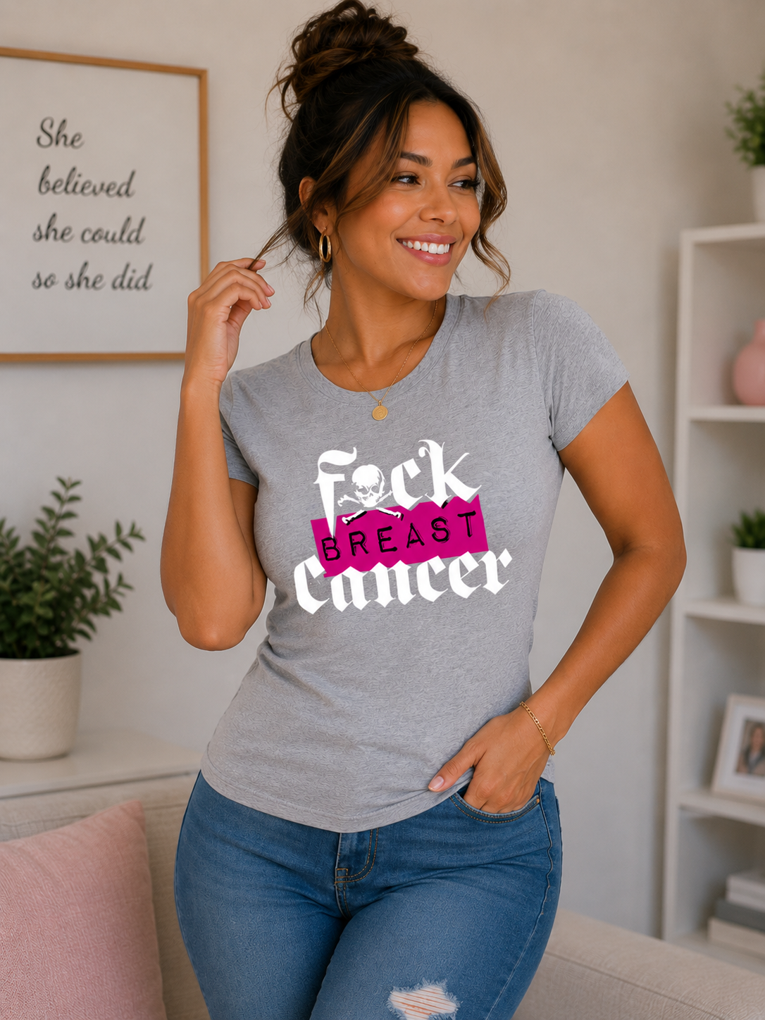 Breast Cancer Awareness: F#@K Breast Cancer Fitted T-Shirt
