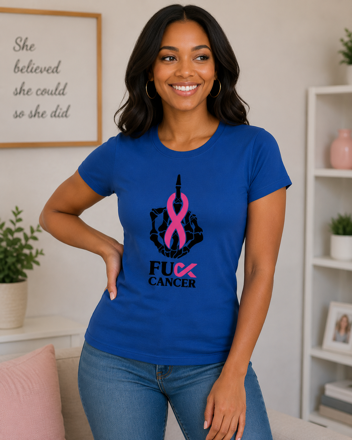 Breast Cancer Awareness: F#@K Cancer Fitted T-Shirt
