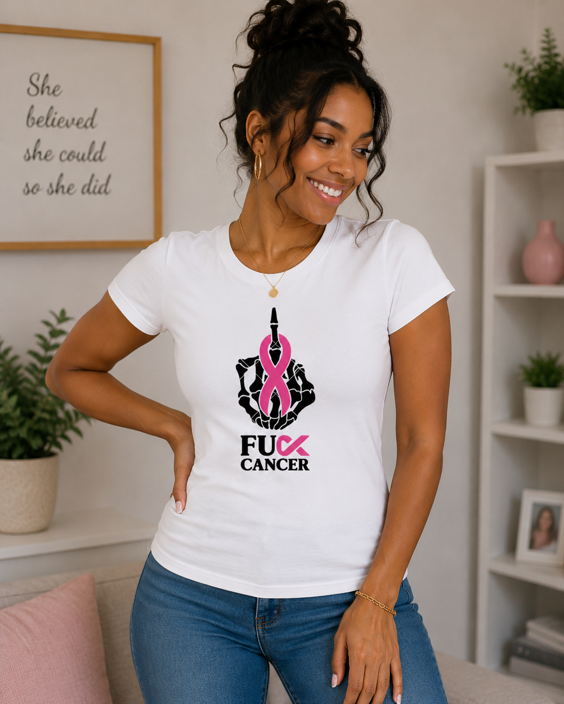 Breast Cancer Awareness: F#@K Cancer Fitted T-Shirt