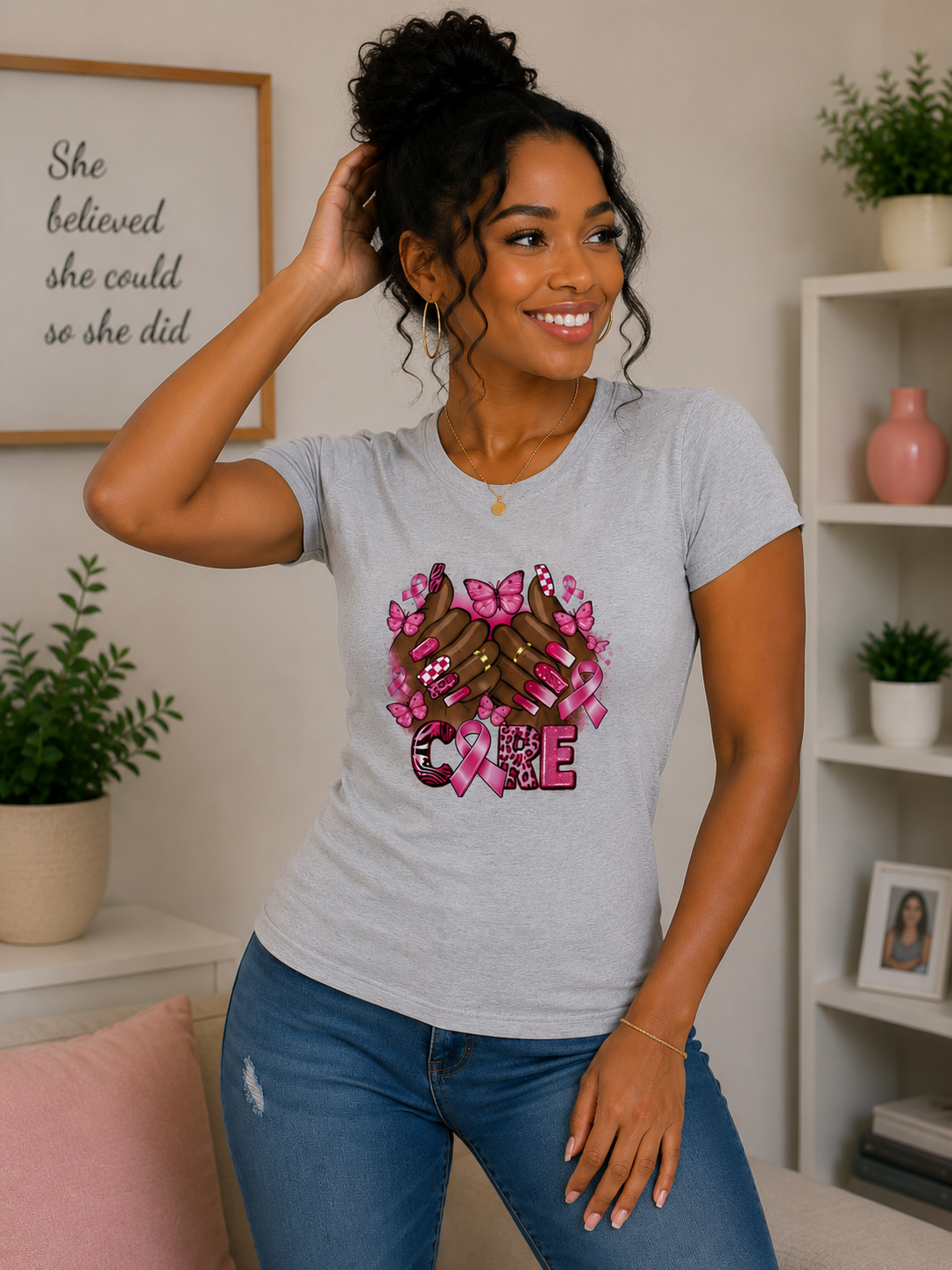 Breast Cancer Awareness: CURE Fitted T-Shirt