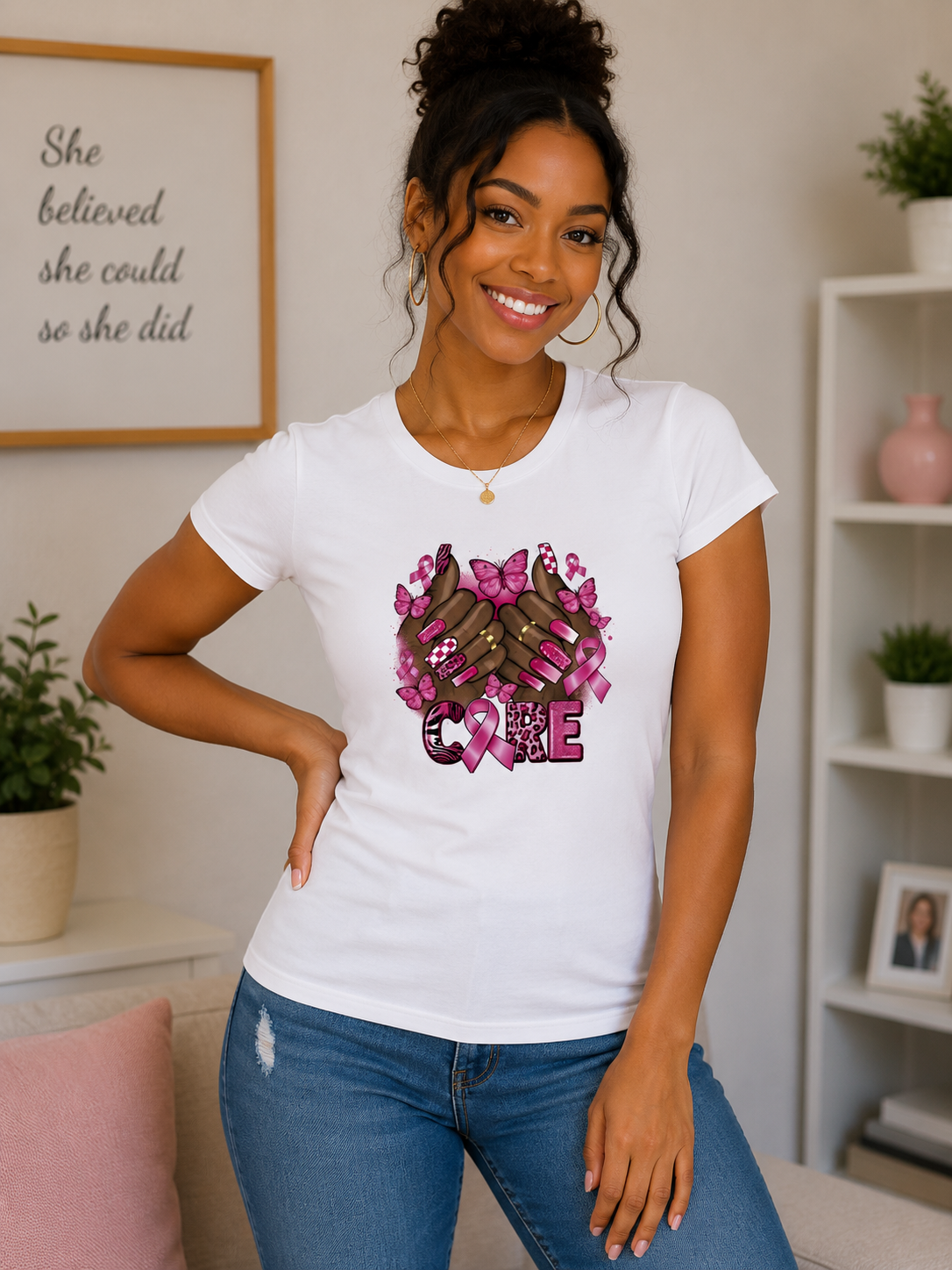 Breast Cancer Awareness: CURE Fitted T-Shirt