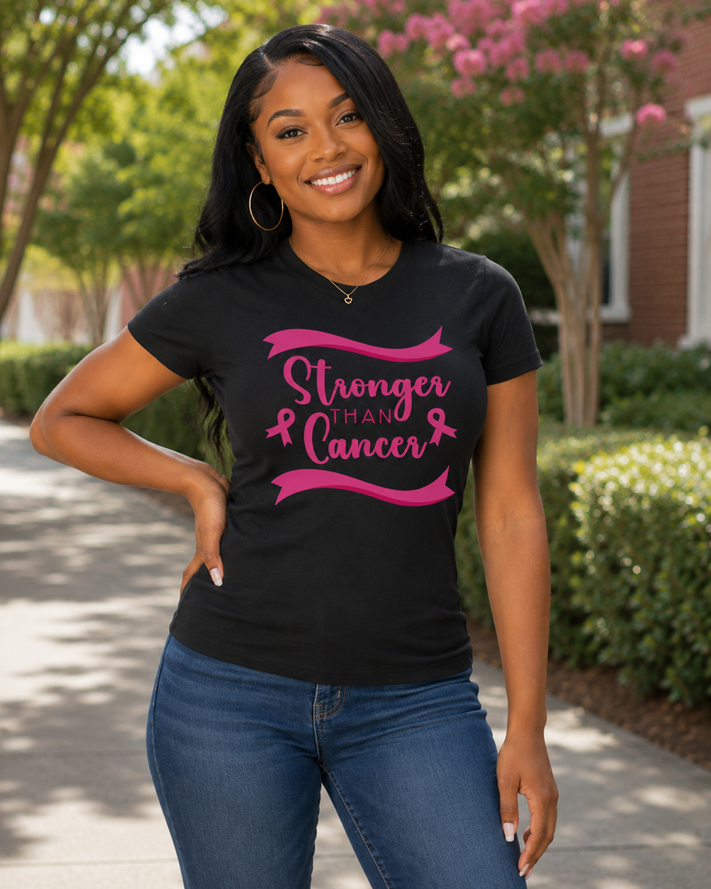 Breast Cancer Awareness: Stronger Than Cancer Fitted T-Shirt