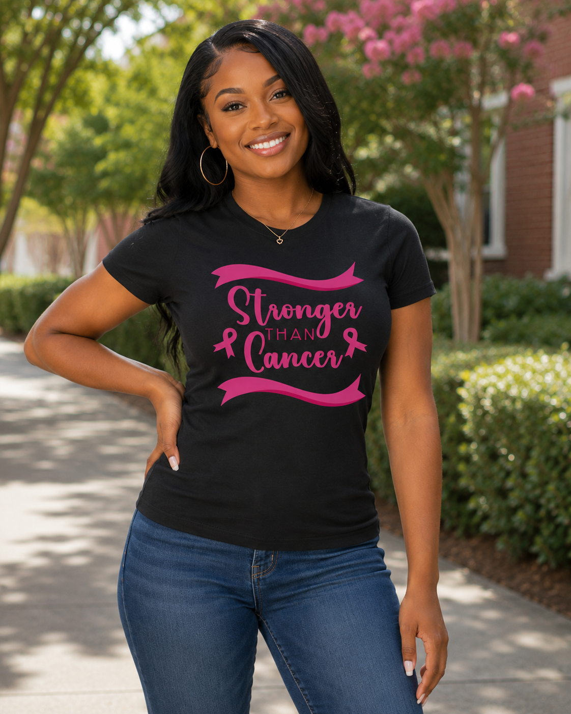 Breast Cancer Awareness: Stronger Than Cancer Fitted T-Shirt