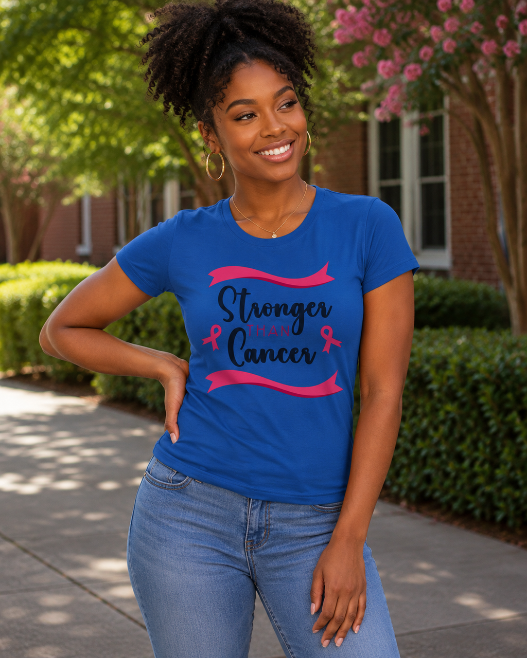 Breast Cancer Awareness: Stronger Than Cancer Fitted T-Shirt