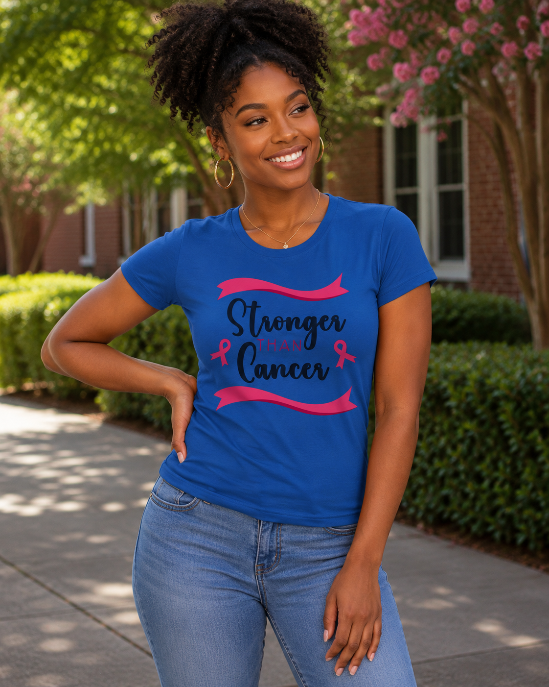 Breast Cancer Awareness: Stronger Than Cancer Fitted T-Shirt
