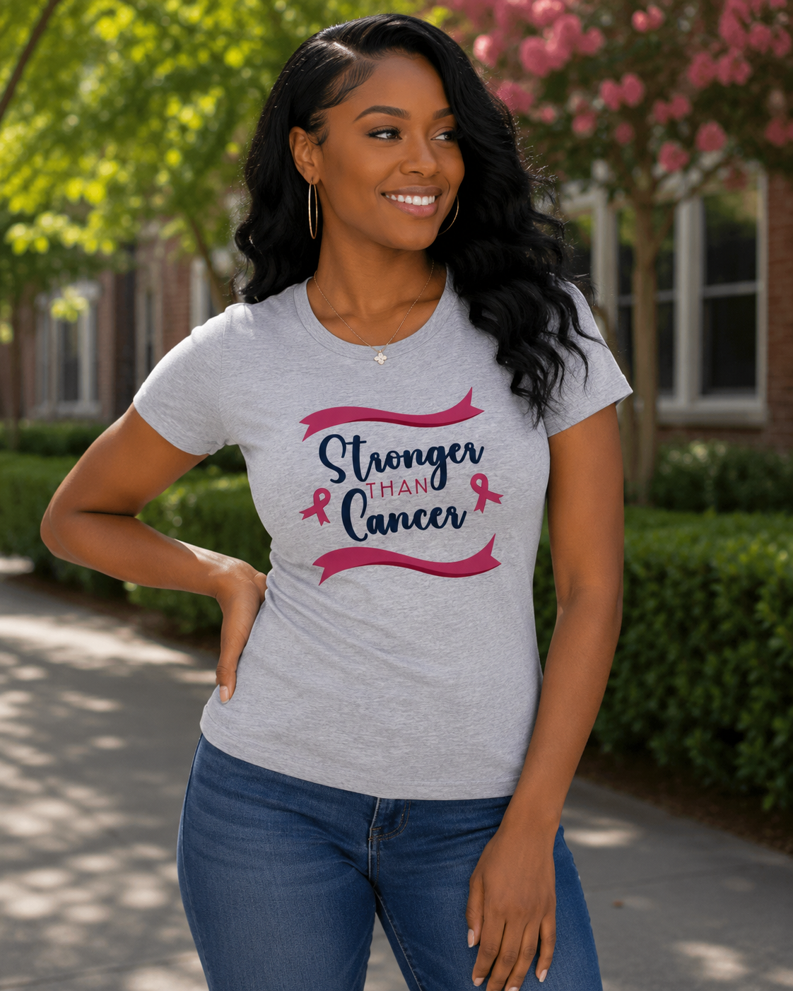 Breast Cancer Awareness: Stronger Than Cancer Fitted T-Shirt