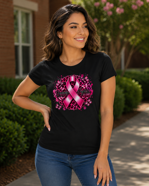 Breast Cancer Awareness: Nobody Fights Alone Fitted T-Shirt