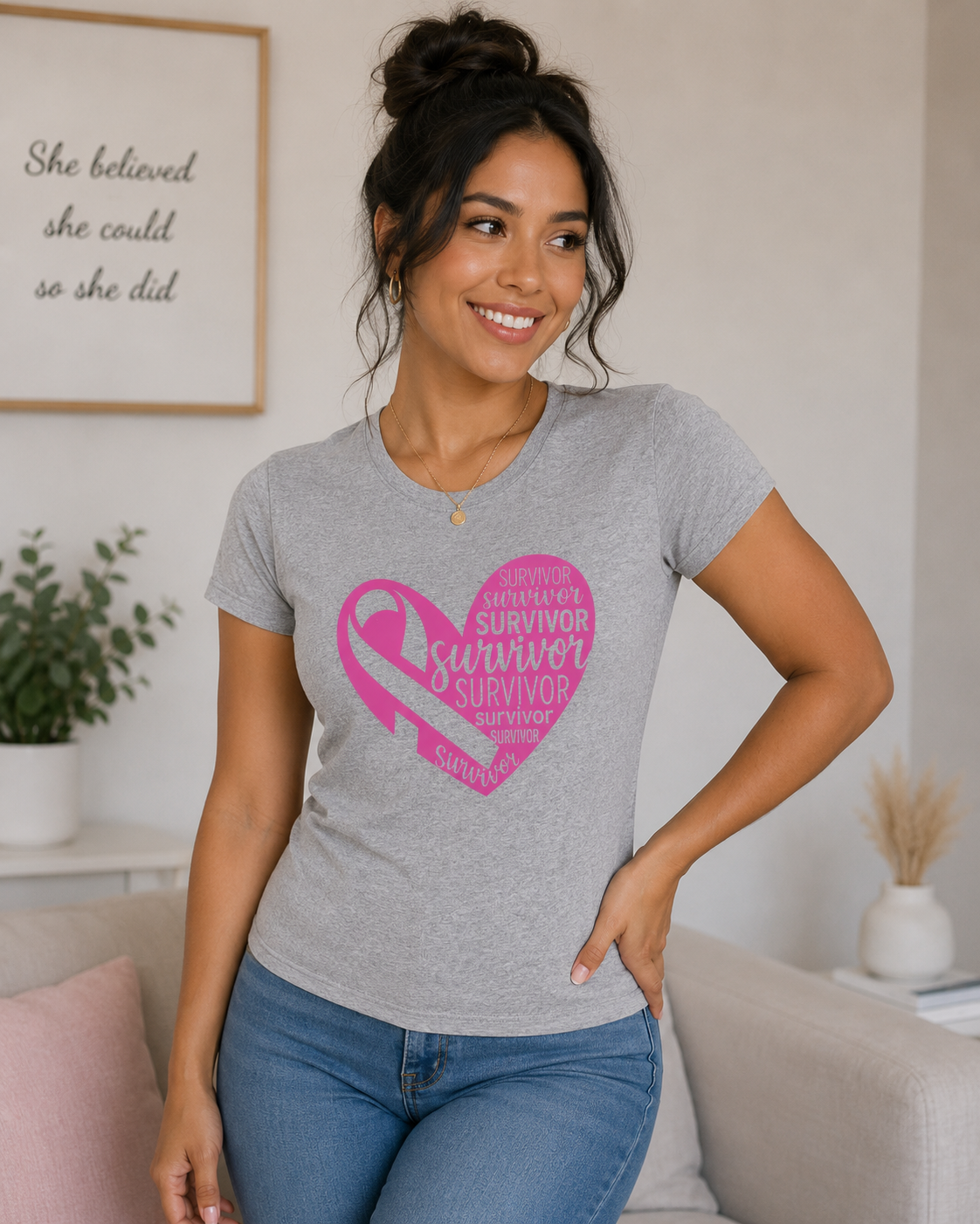 Breast Cancer Awareness: Survivor Fitted T-Shirt