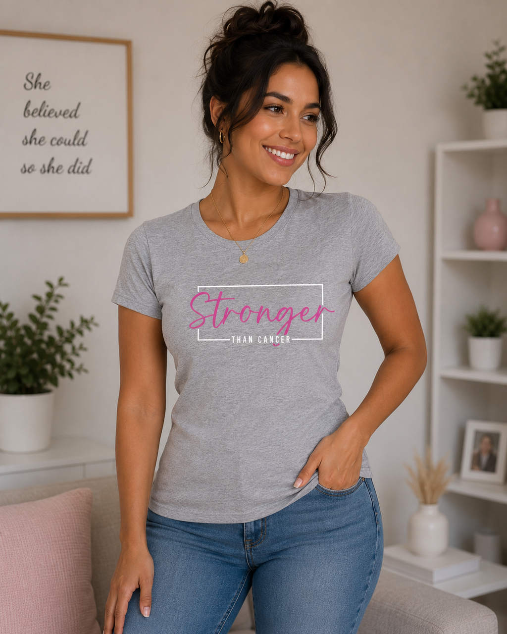 Breast Cancer Awareness: Stronger Than Cancer Fitted T-Shirt