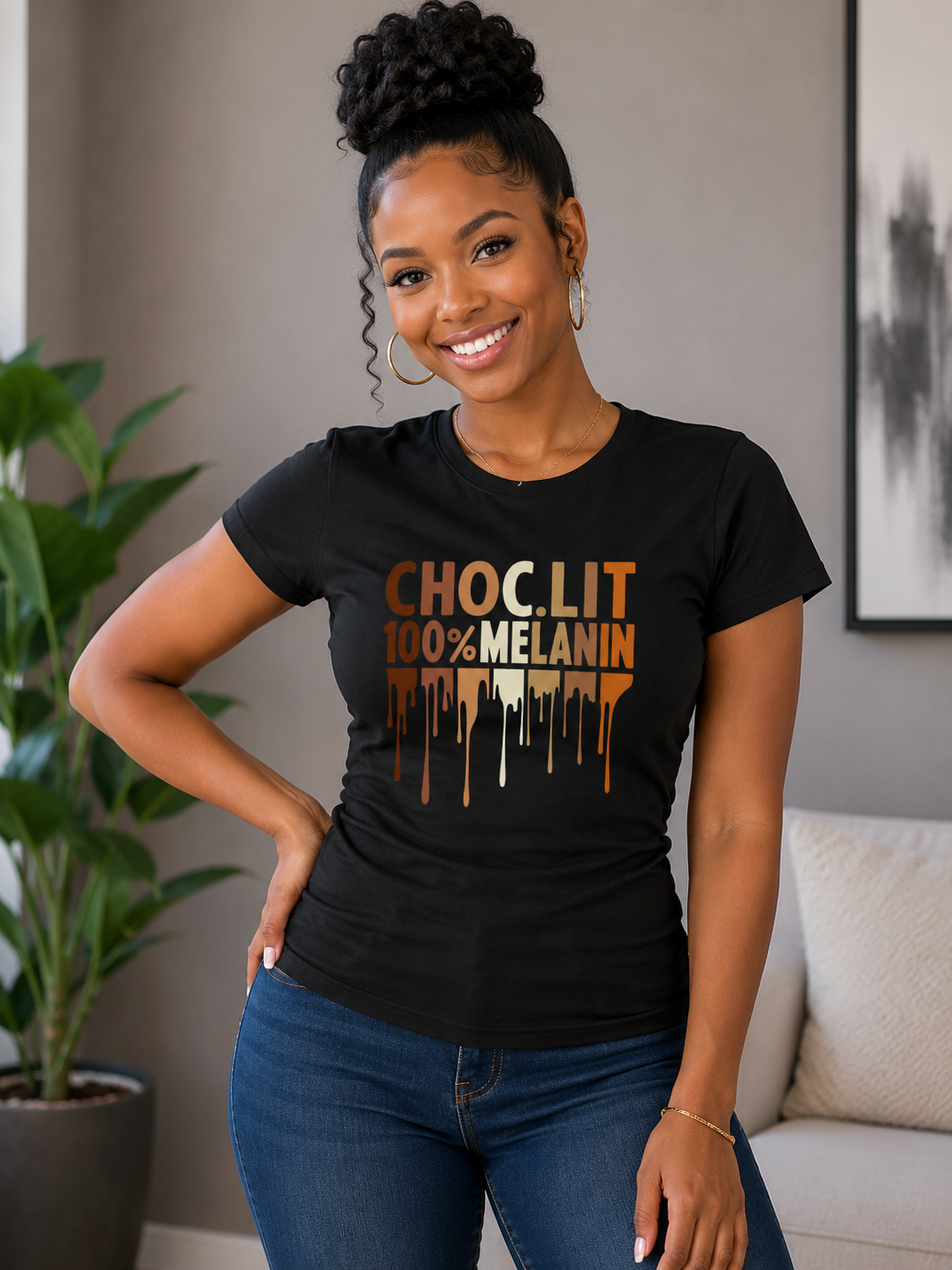 Choc-Lit 100% Melanin Ladies Regular & Fitted T-Shirt