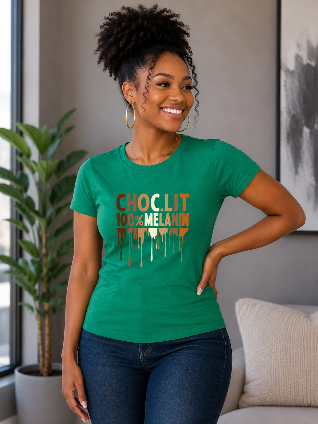 Choc-Lit 100% Melanin Ladies Regular & Fitted T-Shirt