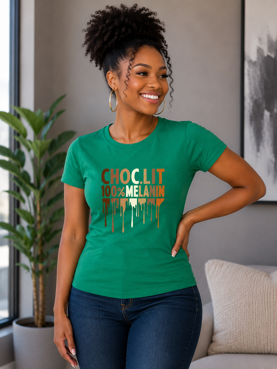 Choc-Lit 100% Melanin Ladies Regular & Fitted T-Shirt