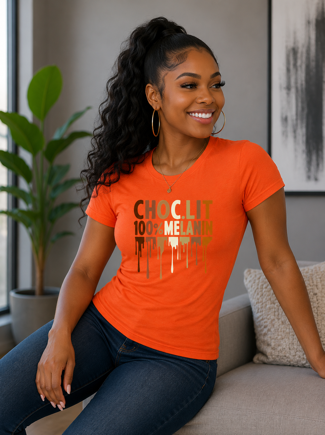 Choc-Lit 100% Melanin Ladies Regular & Fitted T-Shirt