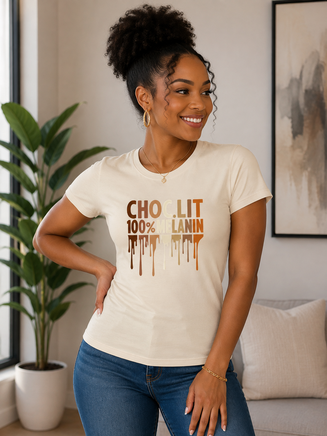 Choc-Lit 100% Melanin Ladies Regular & Fitted T-Shirt