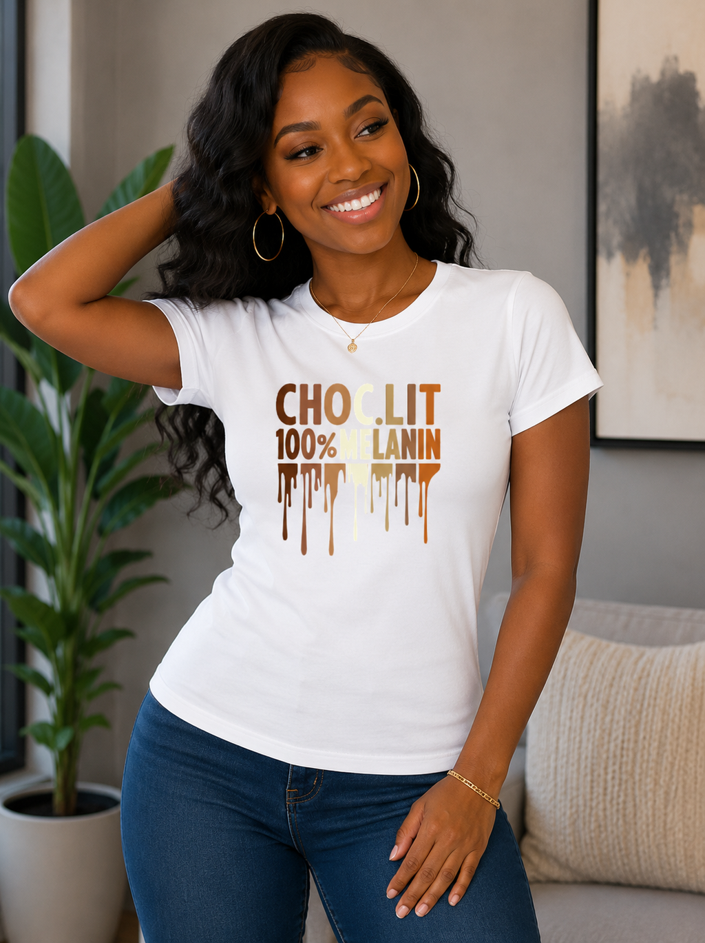 Choc-Lit 100% Melanin Ladies Regular & Fitted T-Shirt