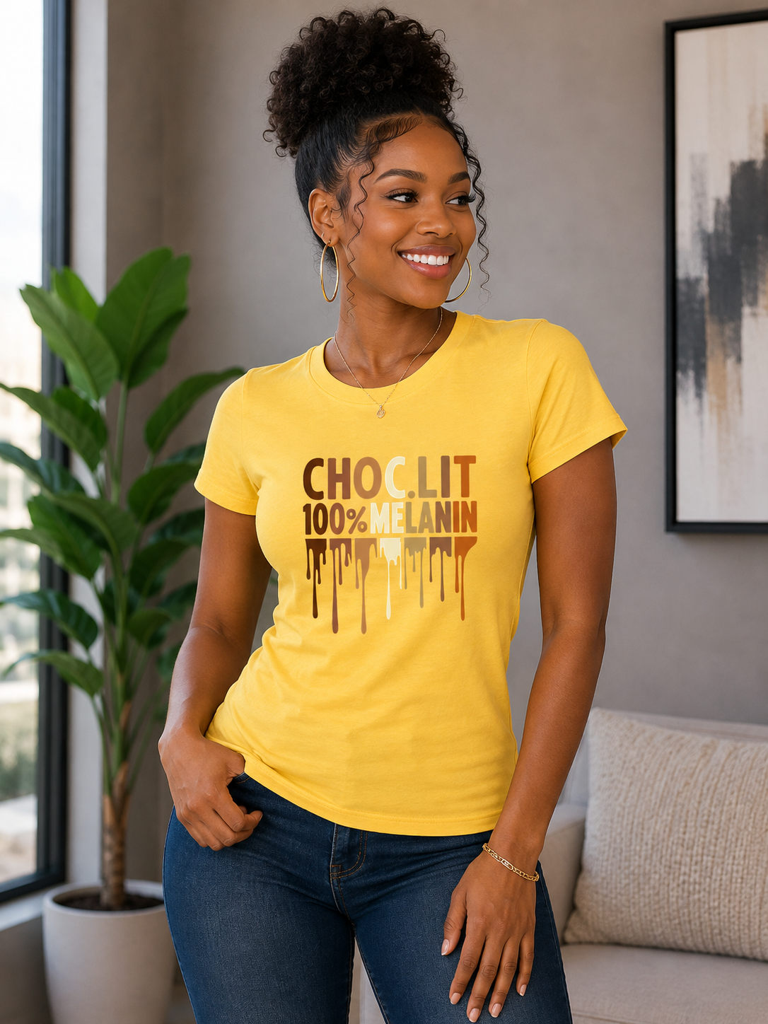 Choc-Lit 100% Melanin Ladies Regular & Fitted T-Shirt