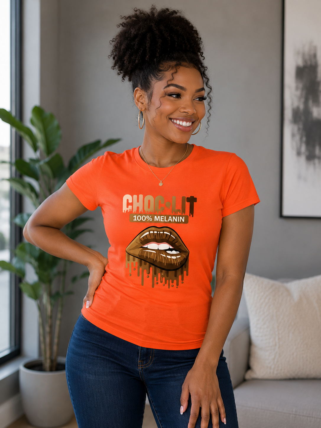 Choc-Lit 100% Melanin (Lips) Ladies Regular & Fitted T-Shirt
