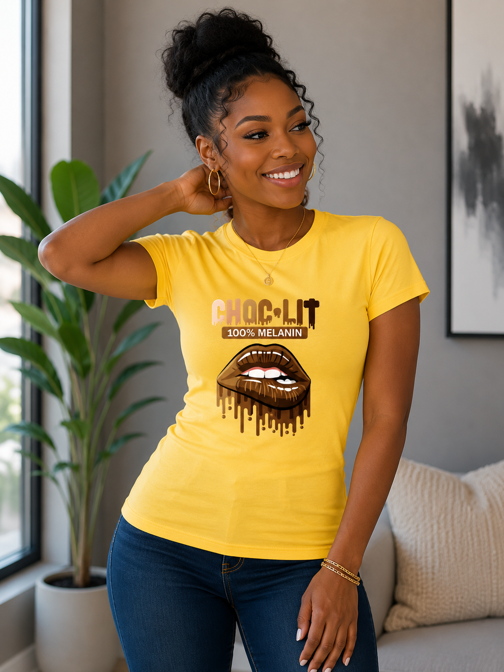 Choc-Lit 100% Melanin (Lips) Ladies Regular & Fitted T-Shirt