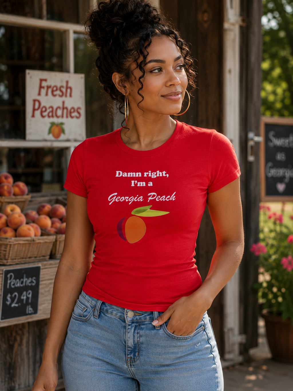 Damn Right I'm A Georgia Peach Regular & Fitted T-Shirt