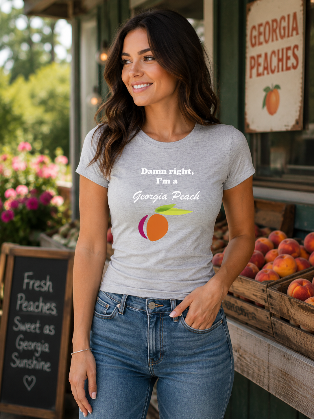 Damn Right I'm A Georgia Peach Regular & Fitted T-Shirt