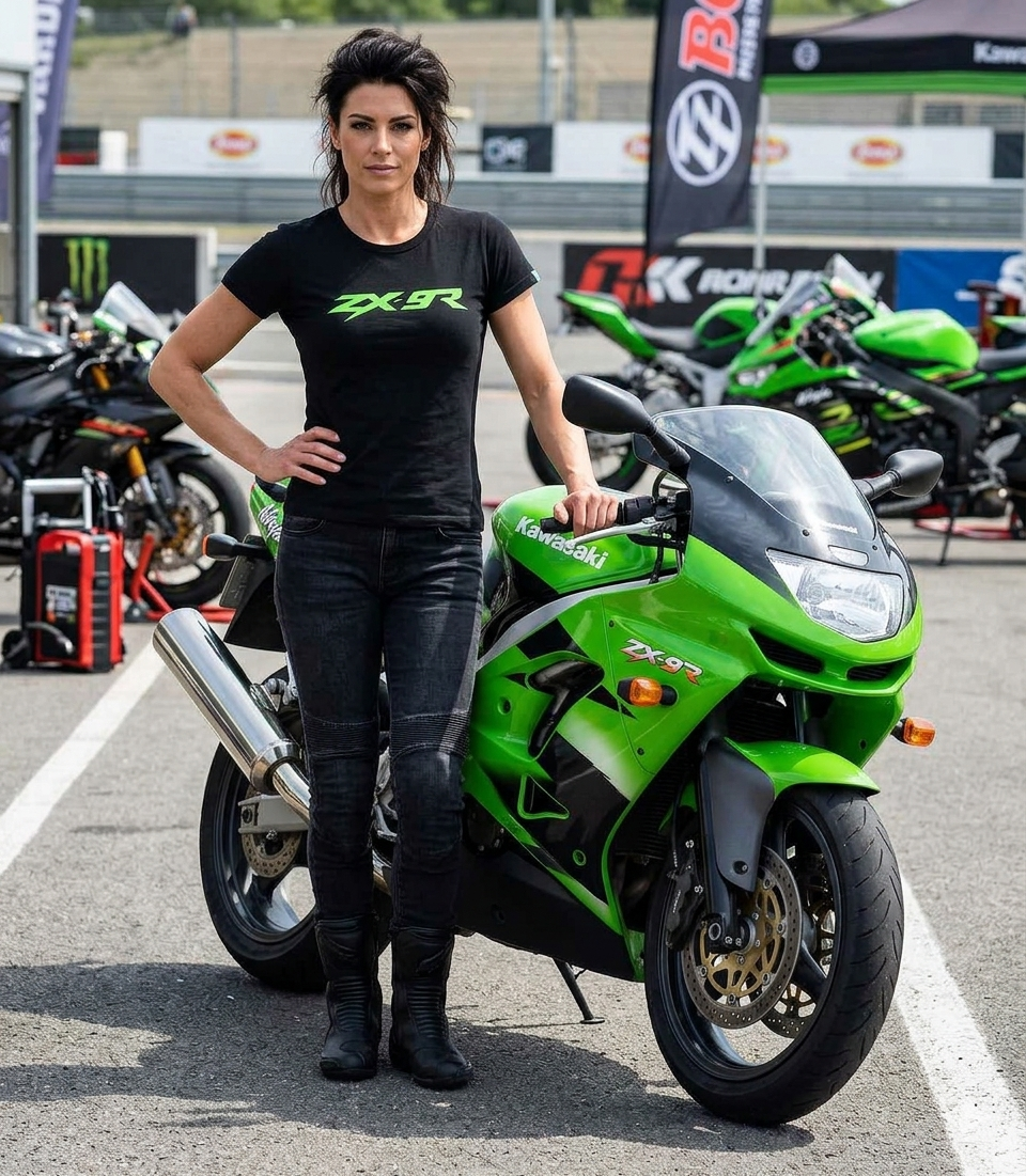 Green ZX9R Ladies Fitted T-Shirt