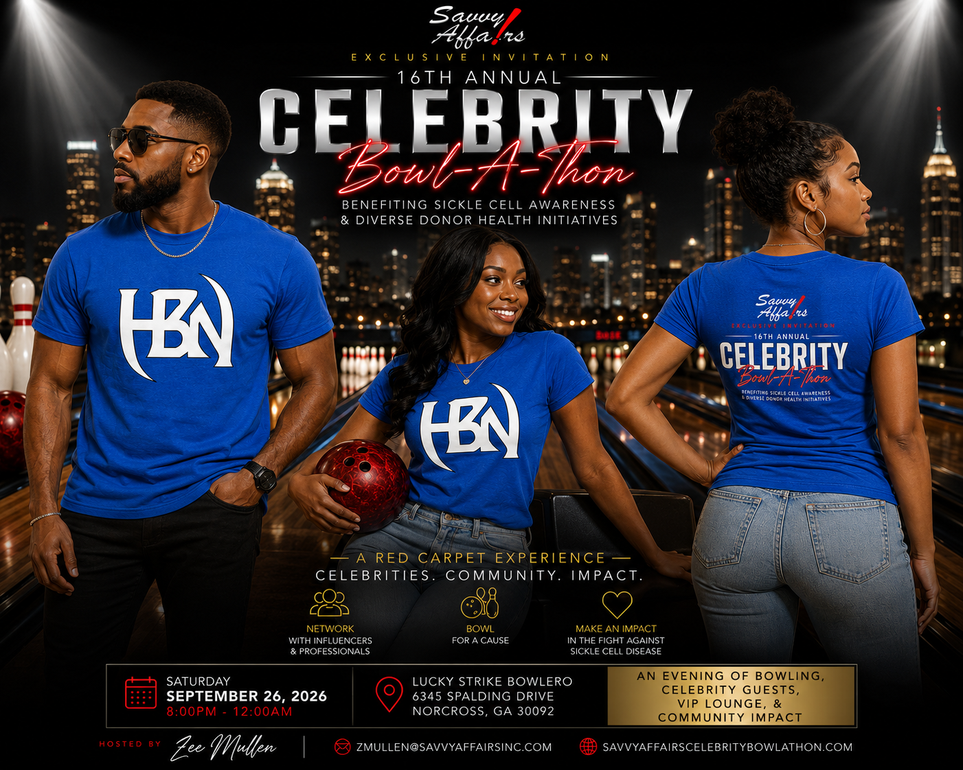 Savvy Affairs Celebrity Bowl-A-Thon Regular & Fitted T-Shirts
