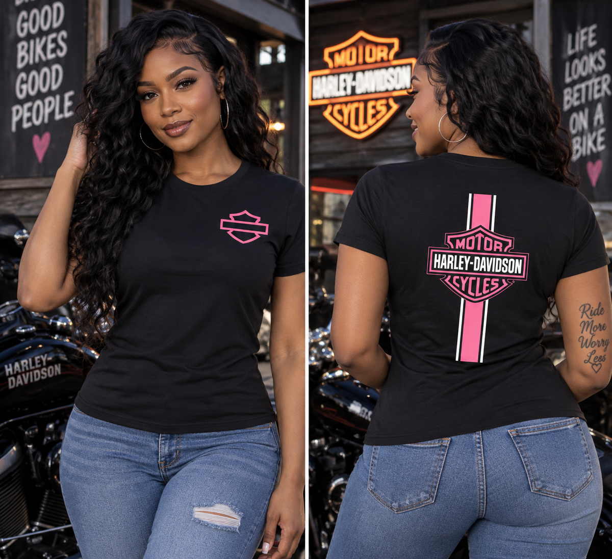 HD Ladies Pink Regular & Fitted T-Shirt