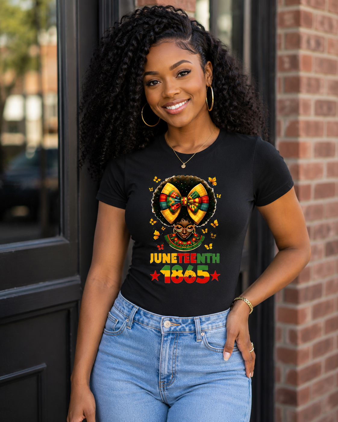 Juneteenth: 1865 Afro Lady Regular & Fitted T-Shirt