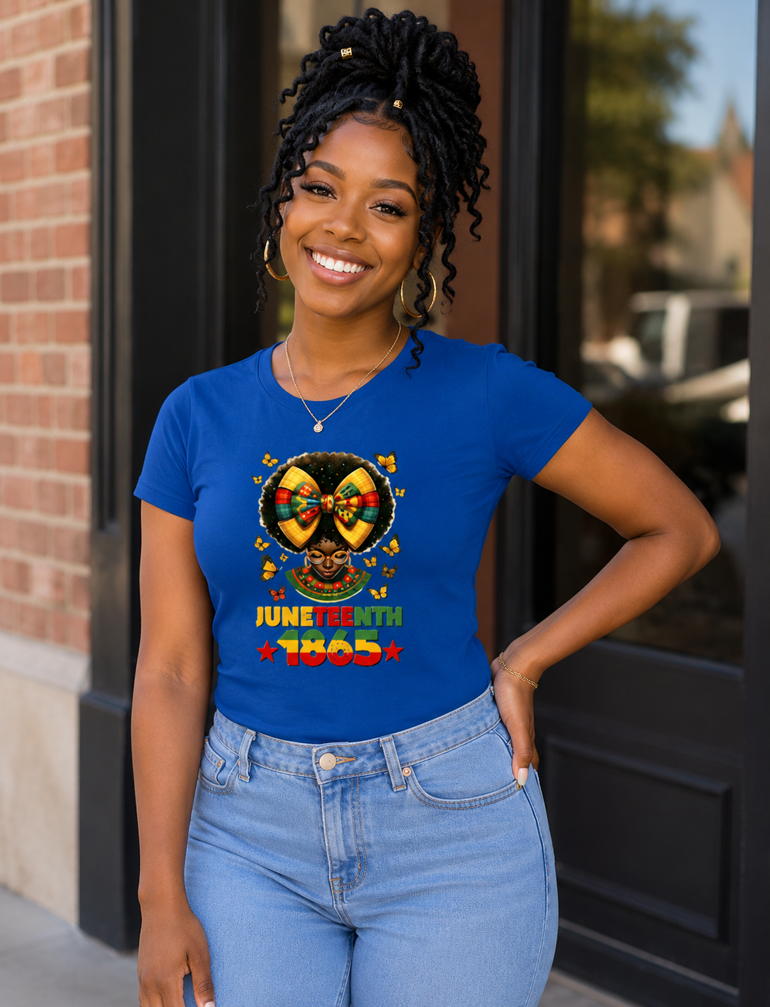 Juneteenth: 1865 Afro Lady Regular & Fitted T-Shirt
