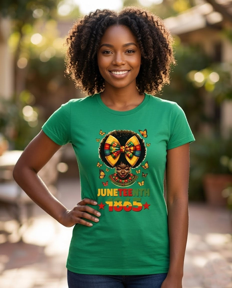 Juneteenth: 1865 Afro Lady Regular & Fitted T-Shirt