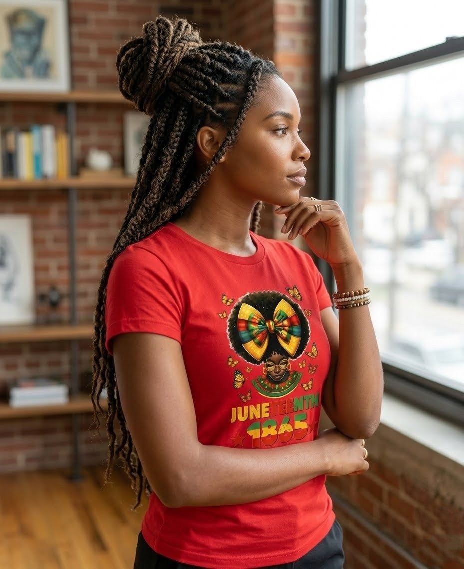 Juneteenth: 1865 Afro Lady Regular & Fitted T-Shirt