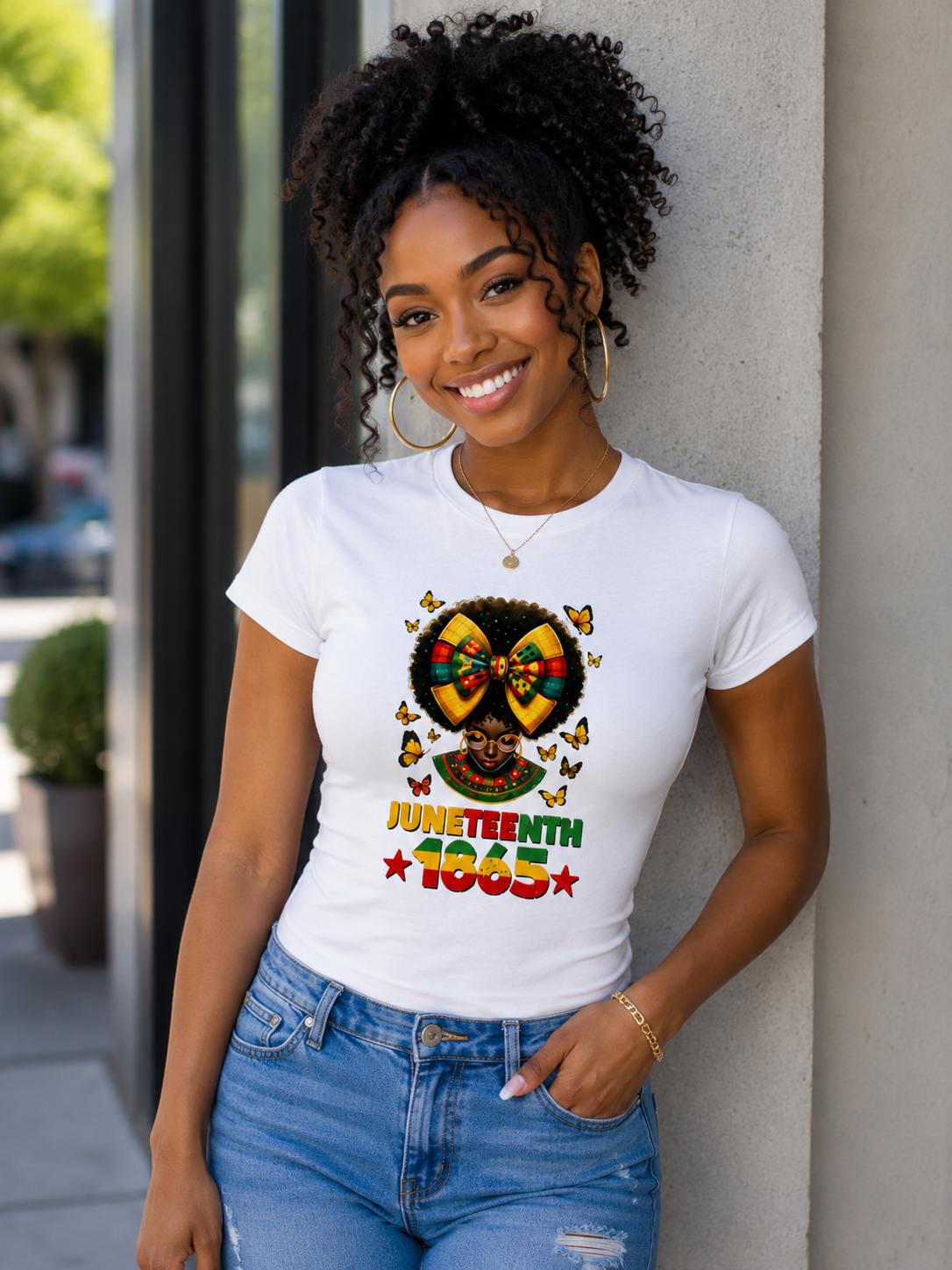 Juneteenth: 1865 Afro Lady Regular & Fitted T-Shirt