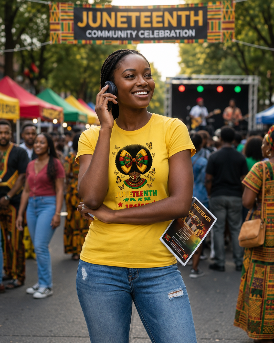 Juneteenth: 1865 Afro Lady Regular & Fitted T-Shirt
