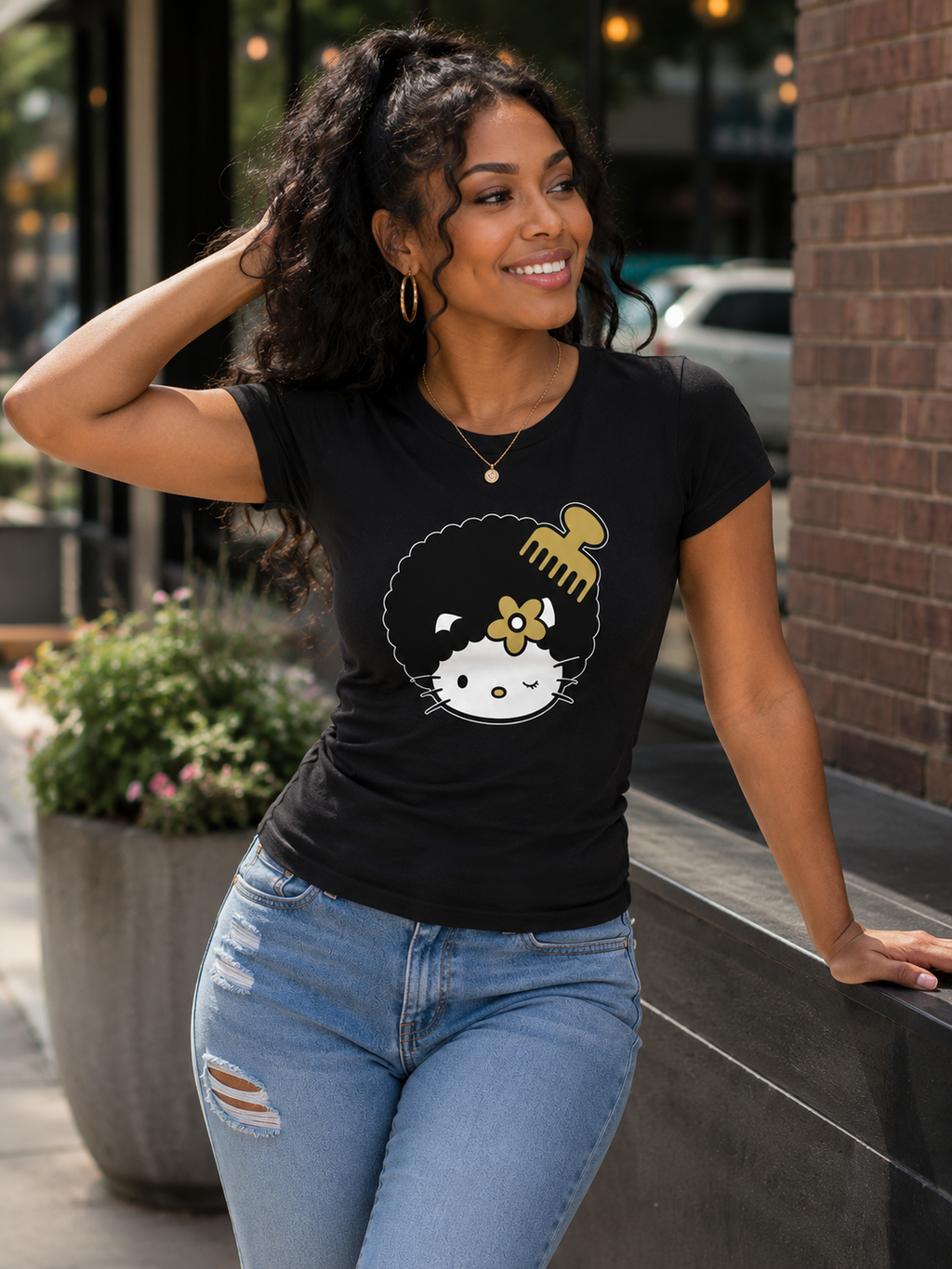 Lil Girl with Hair Pick Regular & Fitted T-Shirt