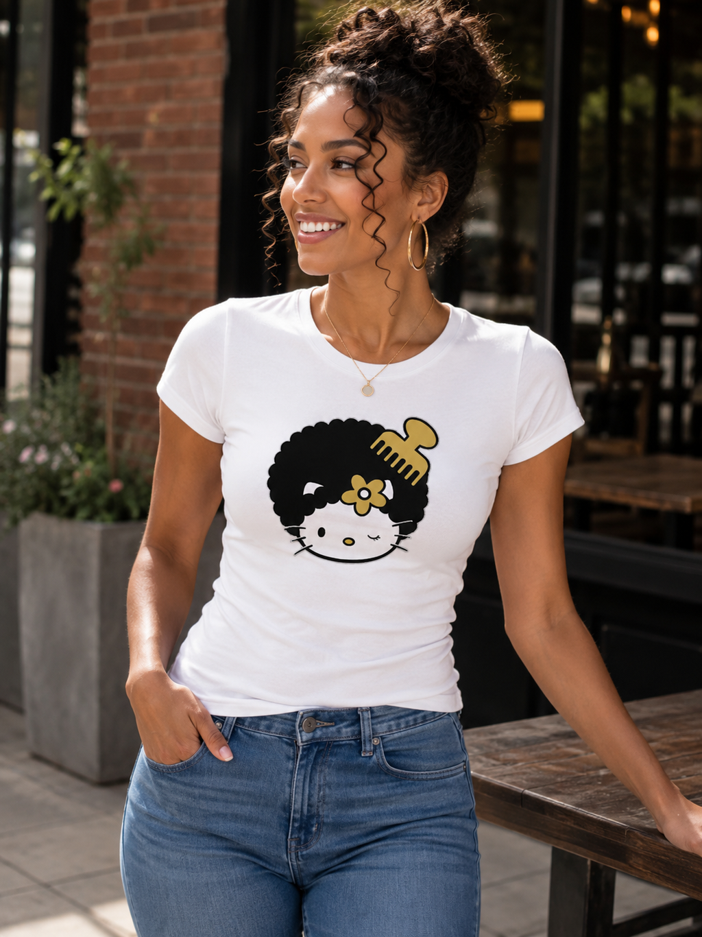 Lil Girl with Hair Pick Regular & Fitted T-Shirt