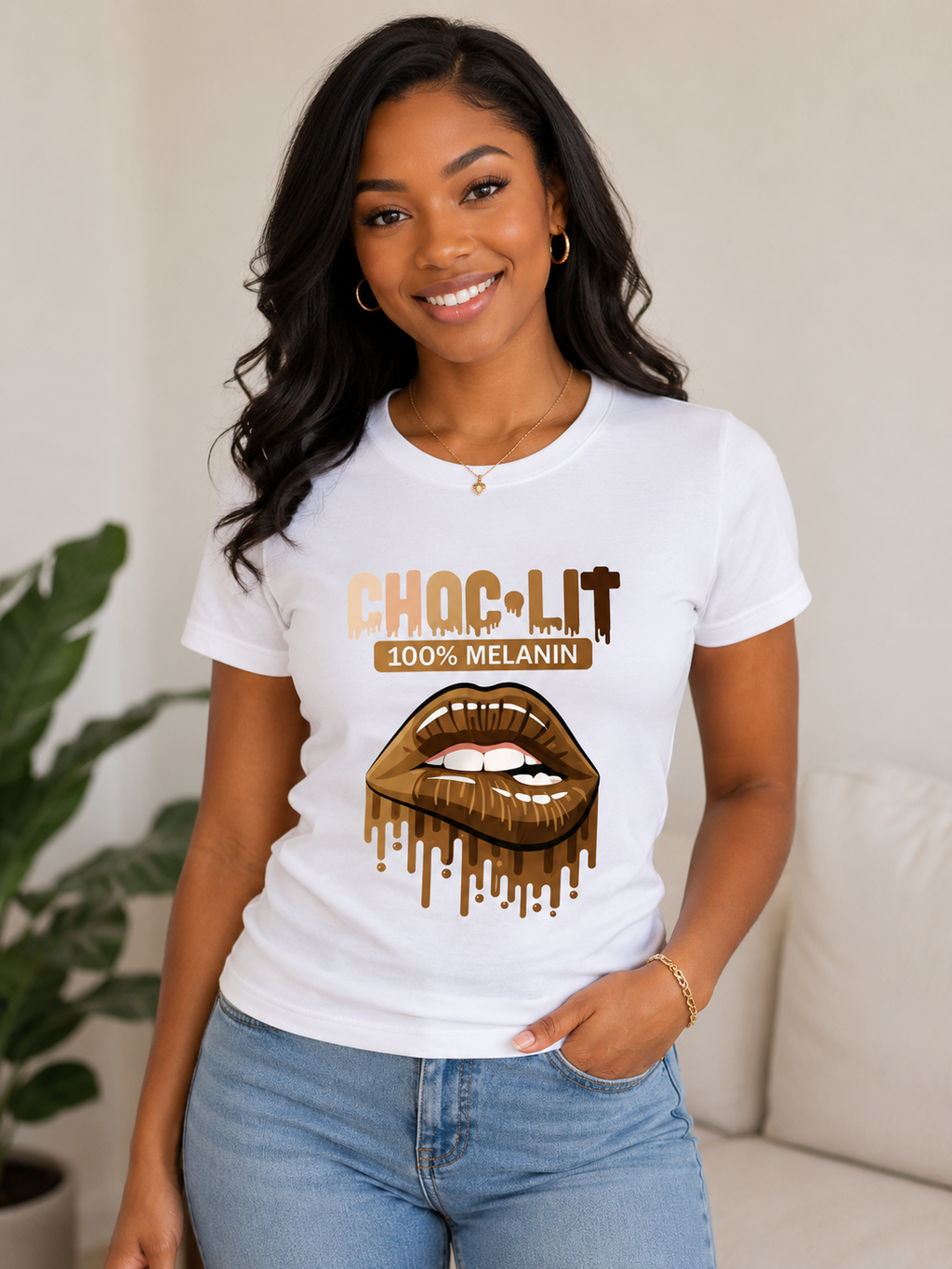 Choc-Lit 100% Melanin Ladies Fitted T-Shirt