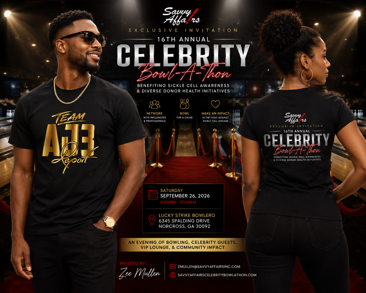 Savvy Affairs Celebrity Bowl-A-Thon Regular & Fitted T-Shirts