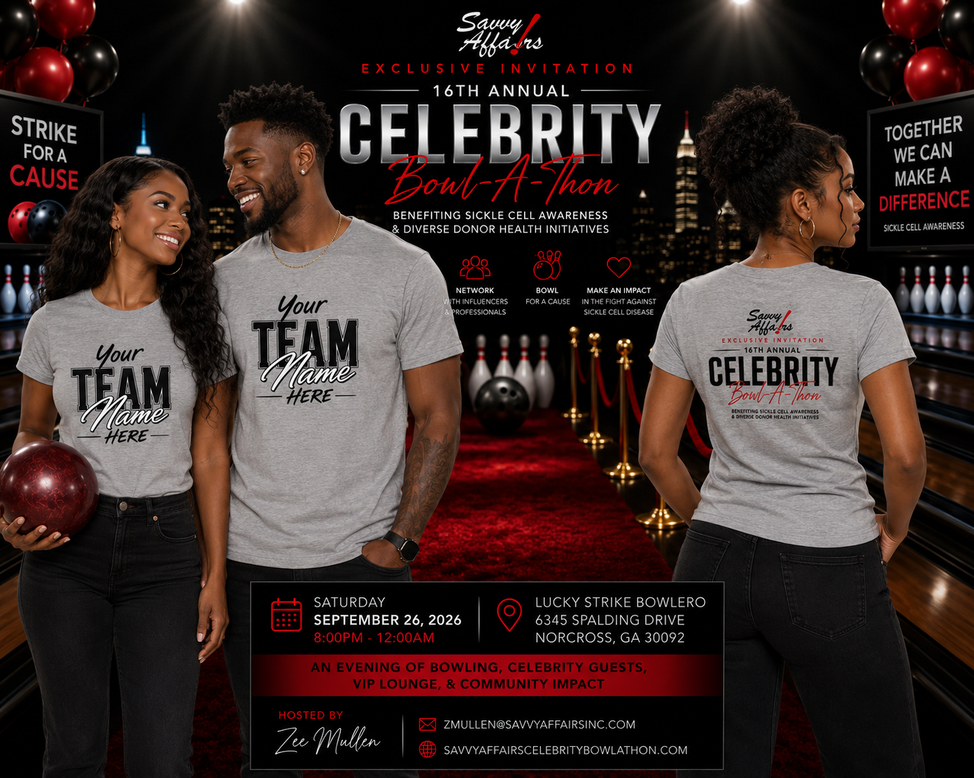 Savvy Affairs Celebrity Bowl-A-Thon Regular & Fitted T-Shirts
