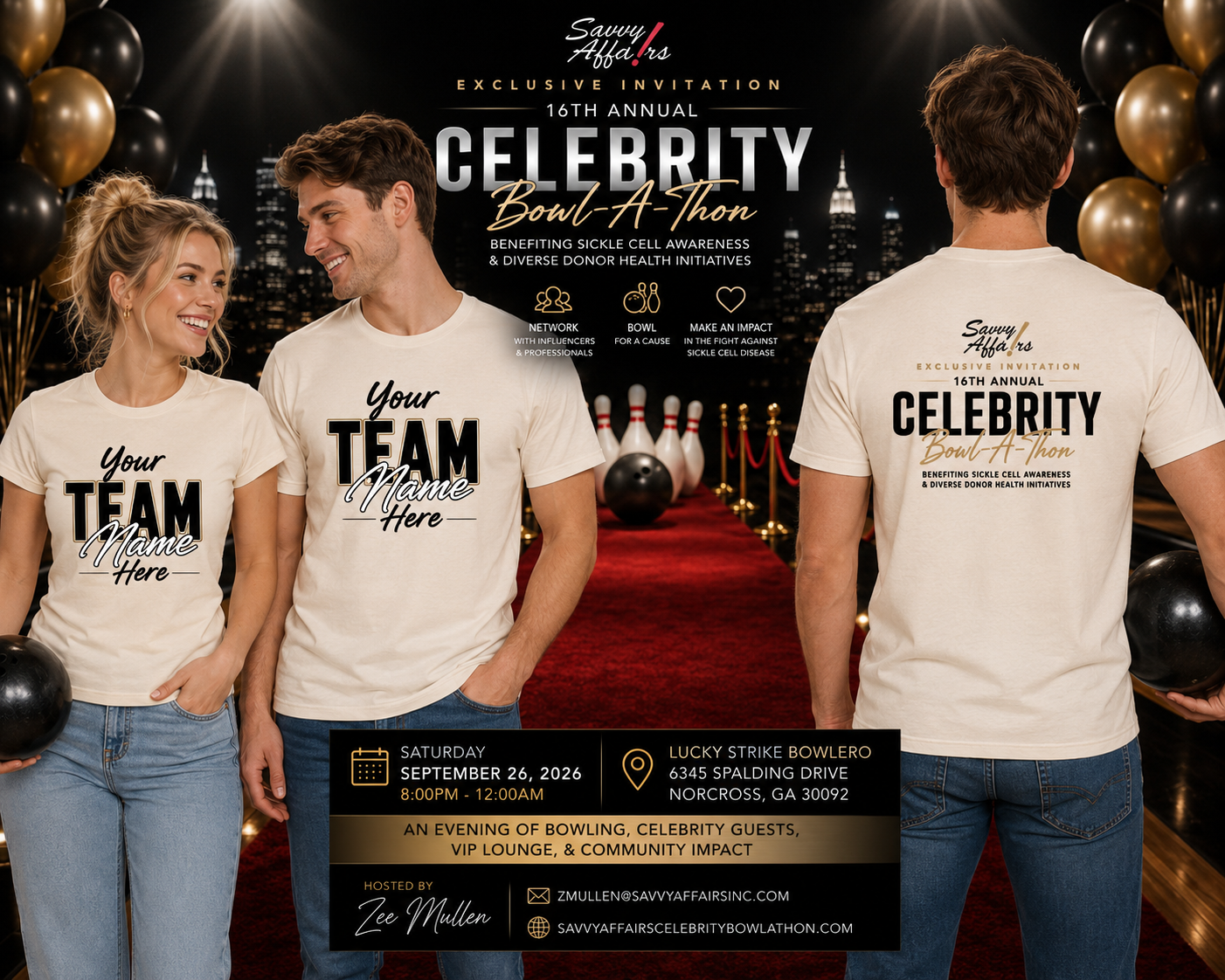 Savvy Affairs Celebrity Bowl-A-Thon Regular & Fitted T-Shirts