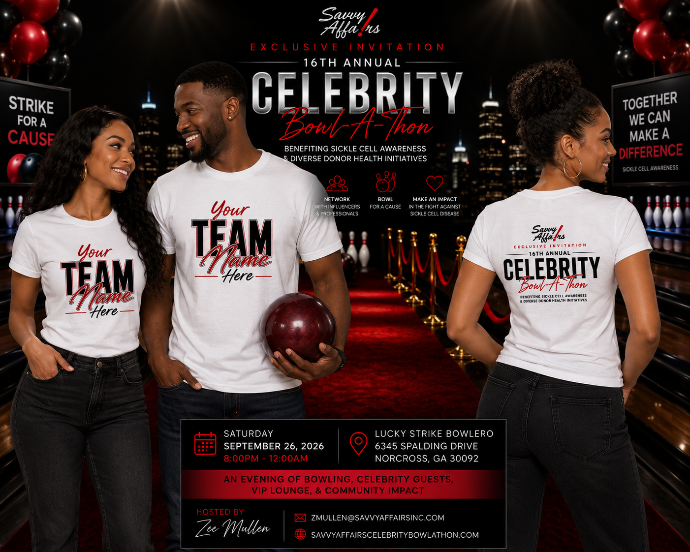 Savvy Affairs Celebrity Bowl-A-Thon Regular & Fitted T-Shirts
